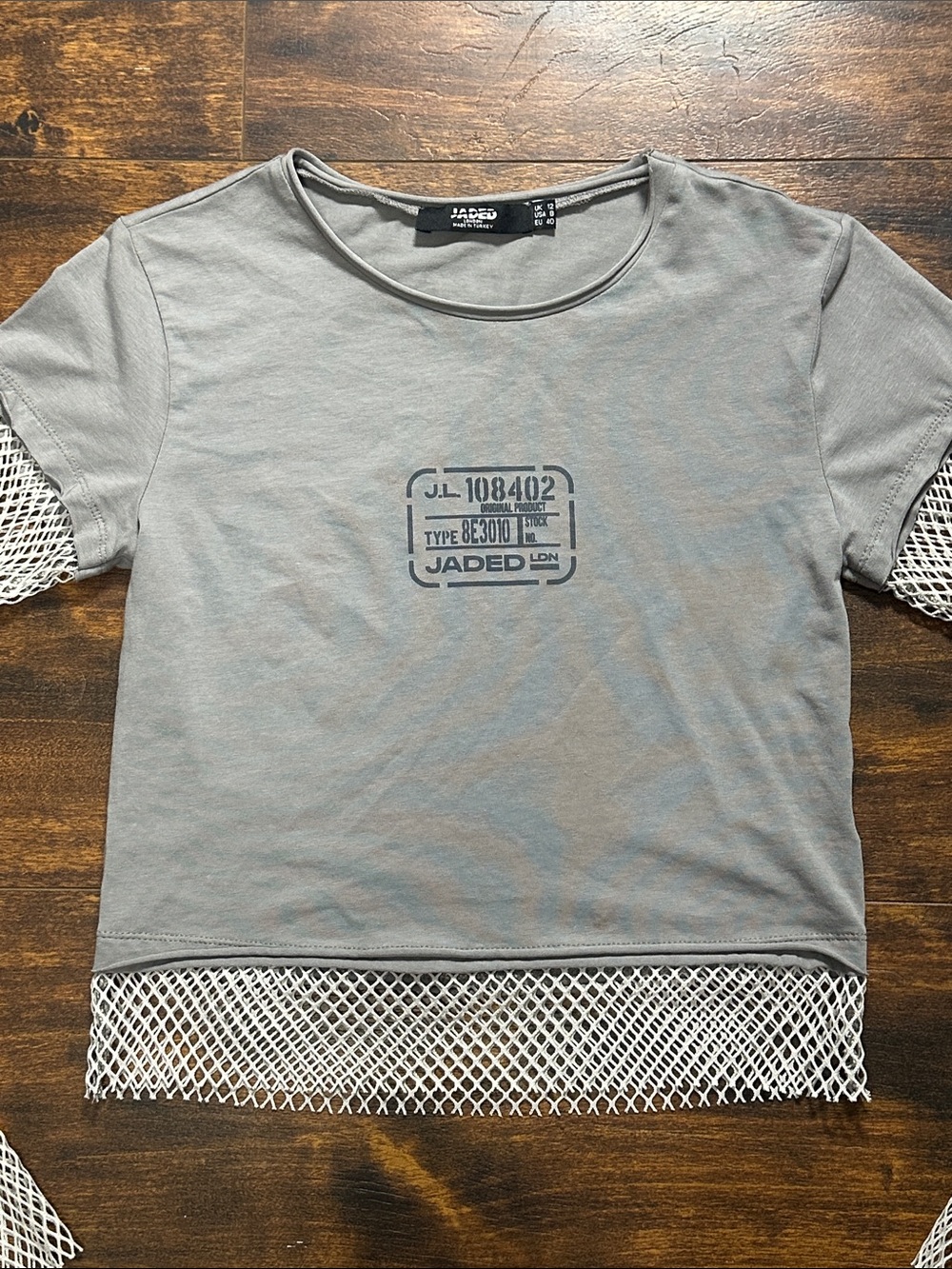 🕸️🩶 Jaded London Mesh Sleeve Crop Top Grunge 🕸️ (Size 8) - Picture 4 of 7
